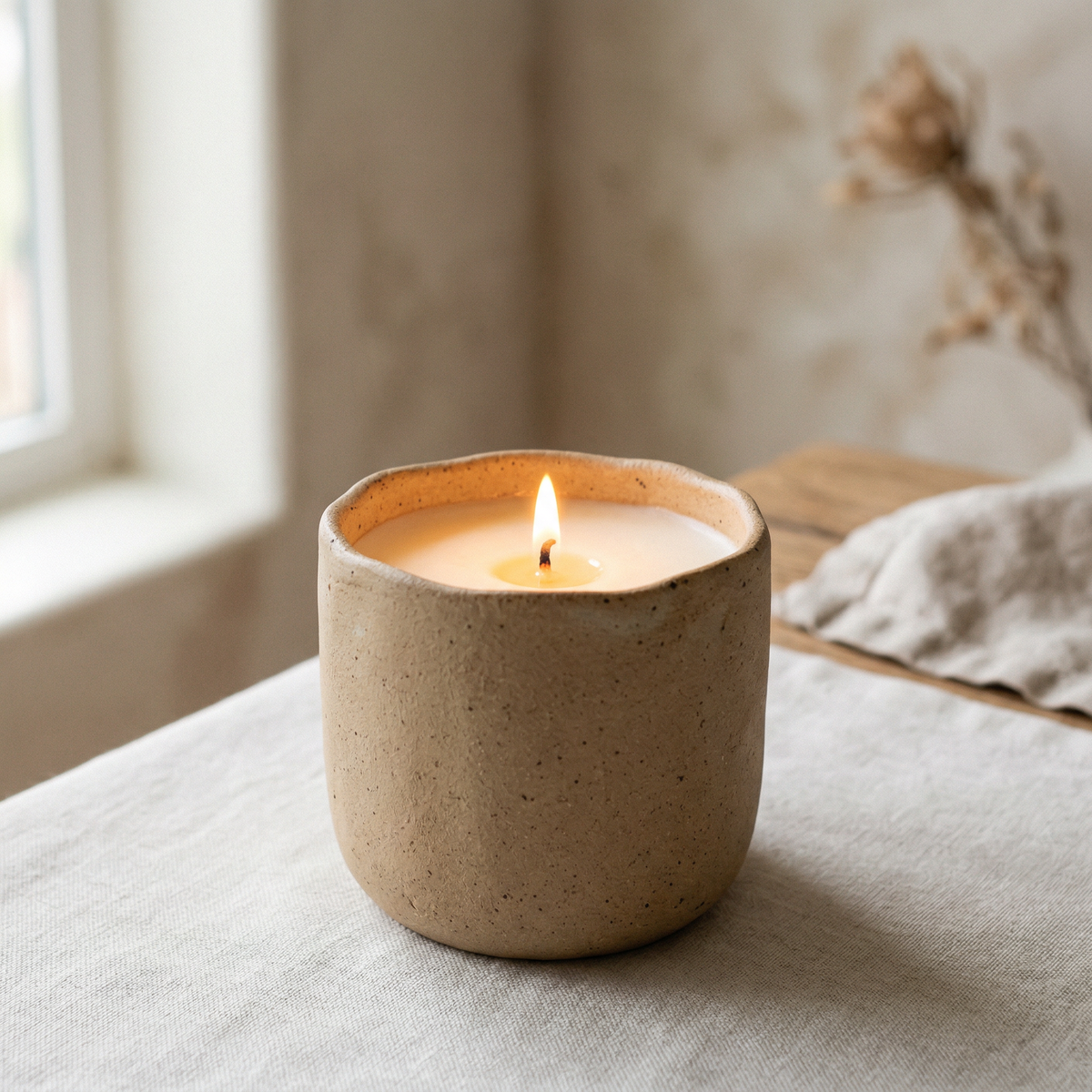 CLOUDLESS Ritual Candle — hand-poured hinoki and cedarwood soy candle in ceramic vessel
