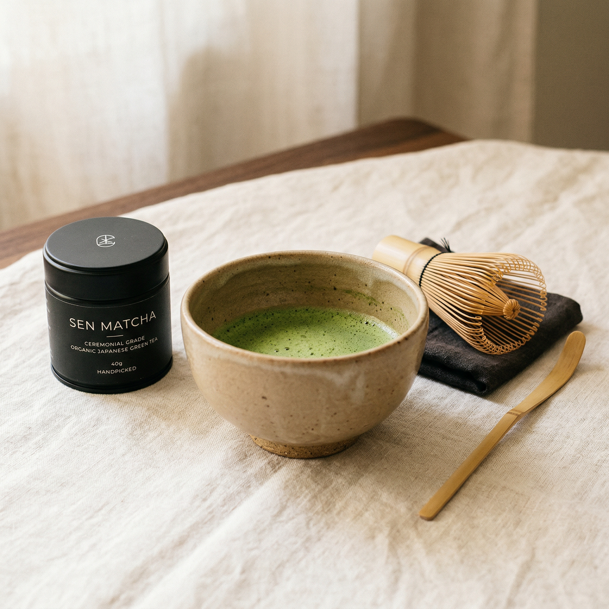 CLOUDLESS Matcha Kit — ceremonial grade matcha with chawan bowl, chasen whisk, and chashaku scoop